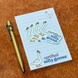 Certified Silly Goose Notepad - Funny 4" x 6" Memo Pad