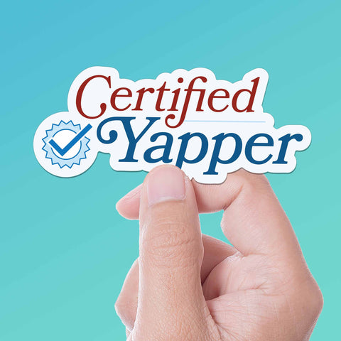 Certified Yapper Sticker on Blue Background