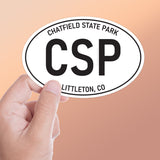 Large Chatfield State Park Littleton CO White Oval Bumper Sticker, Denver Colorado Decal for Hydroflask Water Bottle & Laptop, Rocky Mountain Gift