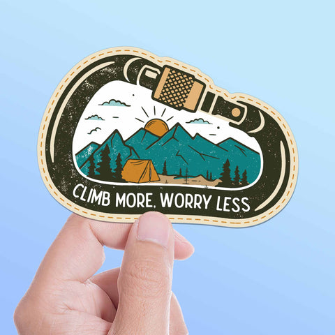 Climb More Worry Less Sticker - Cute Outdoors Decal