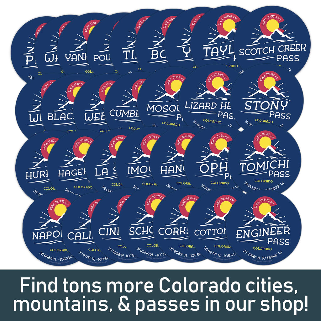 Colorado Mountain Pass Sticker Set of 37 CO Rocky Mountain Decals ...