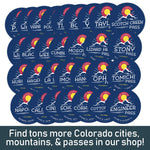 Find tons more Colorado stickers with CO cities, Rocky Mountain Passes, & 14ers in our shop