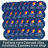 Find tons more Colorado stickers with CO cities, Rocky Mountain Passes, & 14ers in our shop