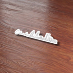 Columbus Ohio City Skyline Sticker on Wood Desk in Office