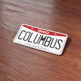 Columbus OH Sticker on Wood Desk in Office