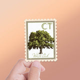 Connecticut State Tree White Oak - CT Vintage Stamp Sticker