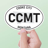 Large Cooke City Montana White Oval Bumper Sticker - Yellowstone National Park Decal for Hydroflask Water Bottle - Western MT Gifts