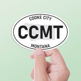 Small Cooke City Montana White Oval Bumper Sticker - Yellowstone National Park Decal for Hydroflask Water Bottle - Western MT Gifts