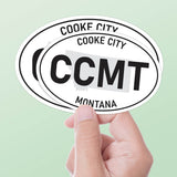 Set of 2 Cooke City Montana White Oval Bumper Sticker - Yellowstone National Park Decal for Hydroflask Water Bottle - Western MT Gifts