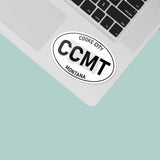 Cooke City Montana White Oval Bumper Decal on Laptop