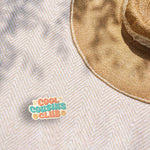 Retro Cool Cousins Club Sticker Outdoors on Beach Blanket