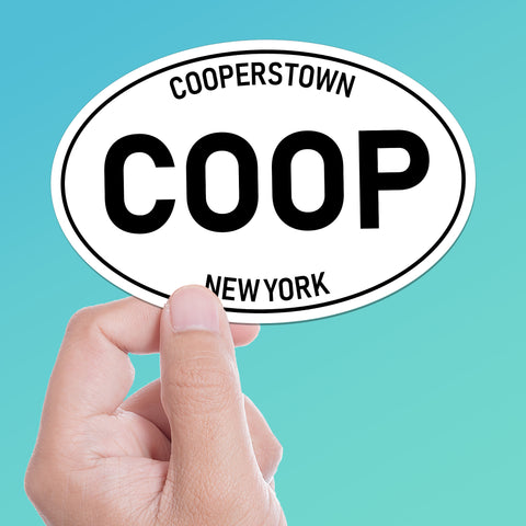 White Oval Cooperstown NY Bumper Sticker Large