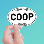 White Oval Cooperstown NY Bumper Sticker Small