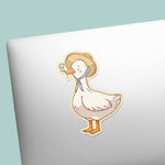 Cute 80s Country Goose Decal on Laptop