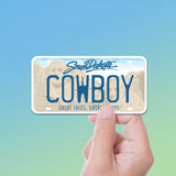 Cowboy South Dakota License Plate Stickers