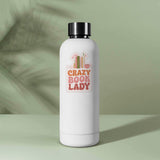 Crazy Book Lady Reading Sticker on Water Bottle