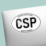 Custer State Park South Dakota White Oval Decal on Laptop