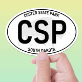 Custer State Park South Dakota White Oval Sticker Large