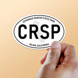 Small Cuyamaca Rancho State Park CA White Oval Bumper Stickers - Southern California Sticker for Hydroflask Water Bottle & Laptop
