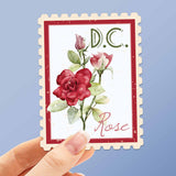 Washington DC Rose State Flower Sticker- D.C. Vintage Stamp Decal