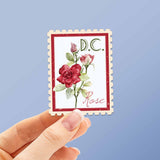 Washington DC Rose State Flower Sticker- D.C. Vintage Stamp Decal
