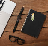 Mini Daffodil Flower Sticker on Journal with Laptop and Watch