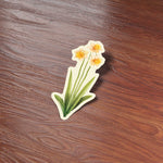 Mini Daffodil Flower Sticker on Wood Desk in Office