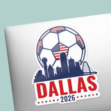 Dallas TX Skyline USA Soccer Sticker - DFW Texas Sports Decal 2026