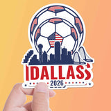 Dallas TX Skyline USA Soccer Sticker - DFW Texas Sports Decal 2026