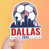 Dallas TX Skyline USA Soccer Sticker - DFW Texas Sports Decal 2026