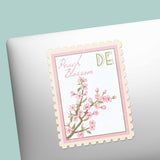 Delaware State Flower Peach Blossom Sticker - DE Vintage Stamp Decal