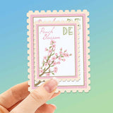 Delaware State Flower Peach Blossom Sticker - DE Vintage Stamp Decal
