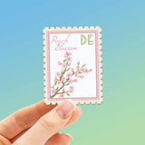 Delaware State Flower Peach Blossom Sticker - DE Vintage Stamp Decal