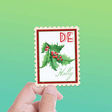 Delaware State Tree Holly Sticker - DE Vintage Stamp Decal