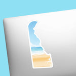 Sandy Beach Delaware Shore Decal on Laptop