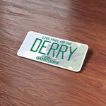 Derry New Hampshire Sticker on Wood Desk