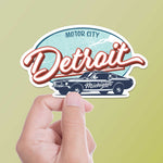 Classic Car Detroit Sticker on Green Background