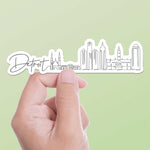 Skyline Detroit Sticker on Green Background