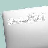 Cute Line Art Detroit Skyline Decal on Laptop