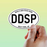 Small Devils Den State Park Arkansas White Oval Sticker - Southern Sticker for Hydroflask Water Bottle & Laptop - Fort Smith AR Gifts
