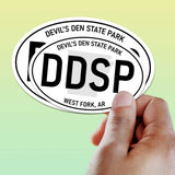 Set of 2 Devils Den State Park Arkansas White Oval Bumper Stickers - Southern Sticker for Hydroflask Water Bottle & Laptop - Fort Smith AR Gifts