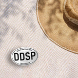 Devils Den State Park Arkansas White Oval Bumper Sticker Outdoors on Beach Blanket 