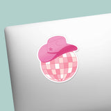 Pink Disco Cowgirl Decal on Laptop