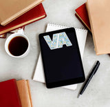 Cute Dogwood VA State Flower Virginia Sticker on Kindle eReader Tablet with Books and Coffee Mug