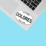 Dolores Southwest Colorado White Oval Decal on Laptop