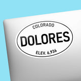 Dolores Southwest Colorado White Oval Sticker on Laptop