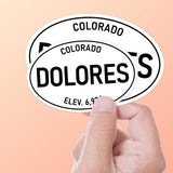 Set of 2 Dolores CO White Oval Bumper Sticker, Southwest Colorado Decal for Hydroflask Water Bottle & Laptop, Rocky Mountain Gift