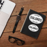 Dolores Southwest Colorado White Oval Stickers on Journal with Macbook