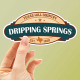 Dripping Springs TX Badge Bumper Sticker - Texas Hill Country Decal for Hydroflask Water Bottle, DSTX Austin Texas Gifts