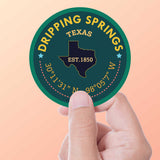 Dripping Springs TX Coordinates Bumper Sticker - Texas Hill Country Decal for Hydroflask Water Bottle, DSTX Austin Texas Gifts